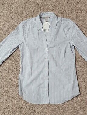 H&M Women's Light Blue Pinstripe Dress Shirt